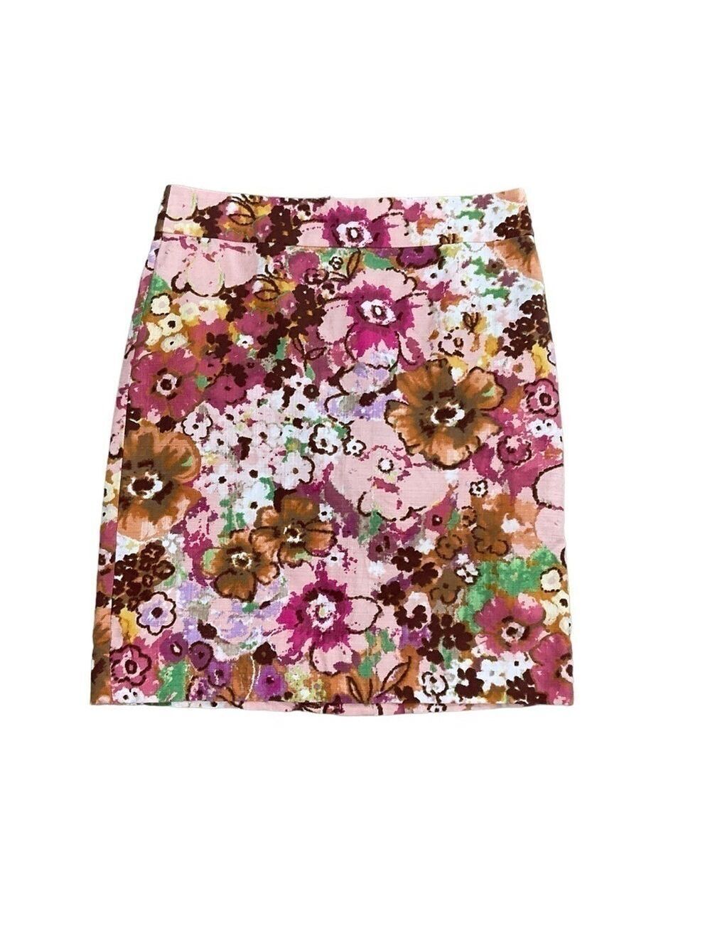 J.Crew Pencil Skirt Floral Watercolor Straight Multicolor Size 6 style 24085